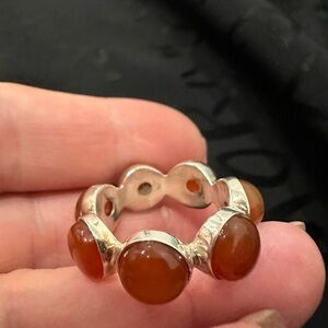 Elegant Silver and Brown Stone Ring